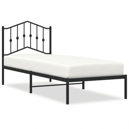 Metal Bed Frame with Headboard Black 92x187 cm Single Size