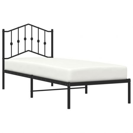 Metal Bed Frame with Headboard Black 92x187 cm Single Size