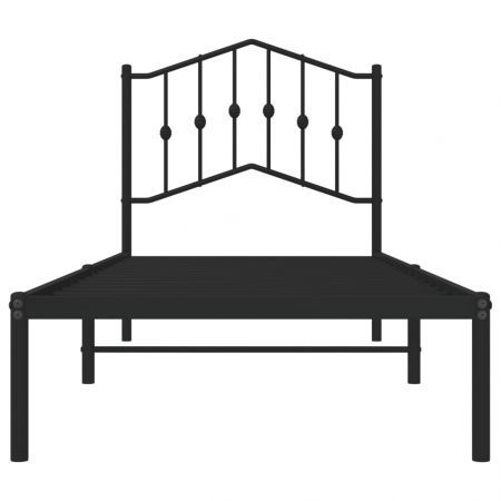 Metal Bed Frame with Headboard Black 92x187 cm Single Size