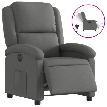 Electric Recliner Chair Dark Grey Fabric