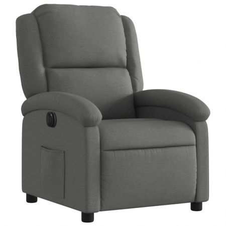 Electric Recliner Chair Dark Grey Fabric