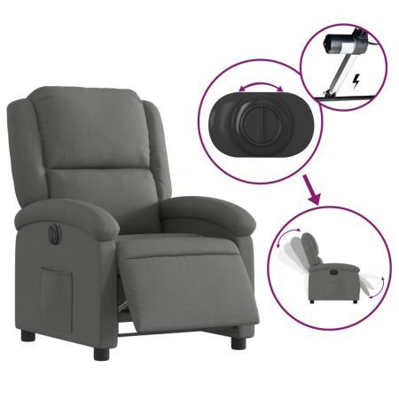 Electric Recliner Chair Dark Grey Fabric