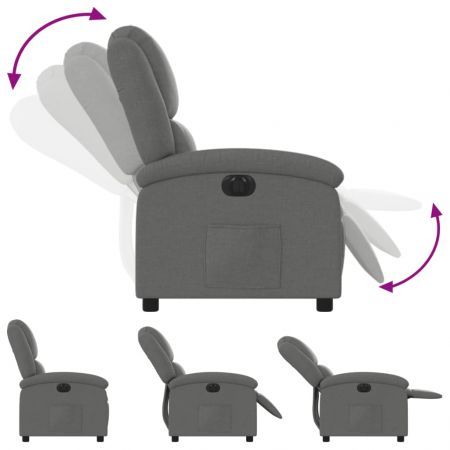 Electric Recliner Chair Dark Grey Fabric