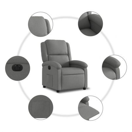 Electric Recliner Chair Dark Grey Fabric