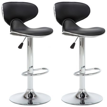 Bar Stools 2 pcs Black Faux Leather