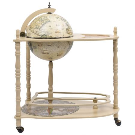 Freestanding Globe Bar Wine Stand Eucalyptus Wood Green