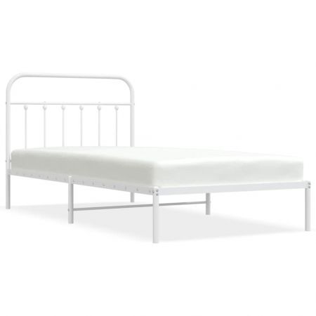 Metal Bed Frame with Headboard White 106x203 cm King Single Size