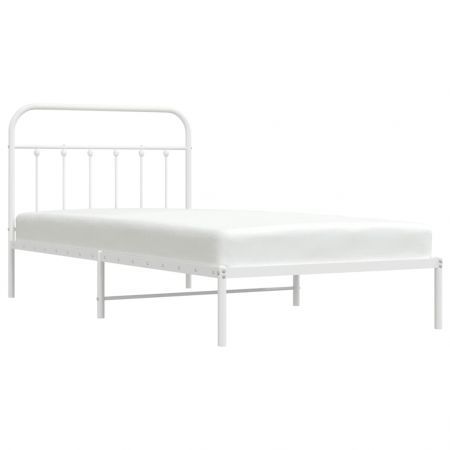 Metal Bed Frame with Headboard White 106x203 cm King Single Size