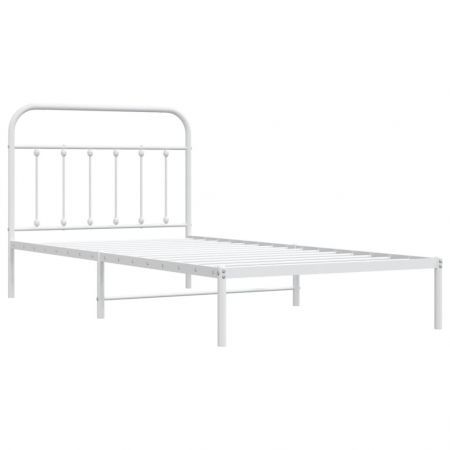 Metal Bed Frame with Headboard White 106x203 cm King Single Size