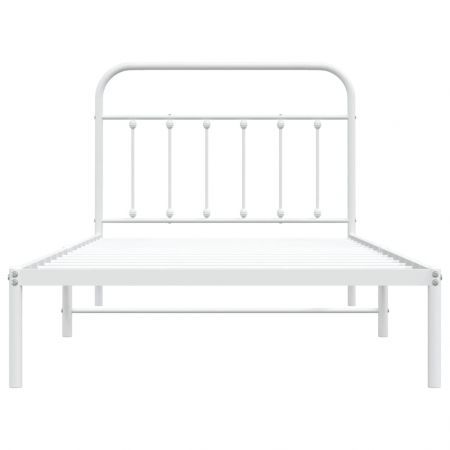 Metal Bed Frame with Headboard White 106x203 cm King Single Size