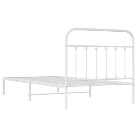 Metal Bed Frame with Headboard White 106x203 cm King Single Size