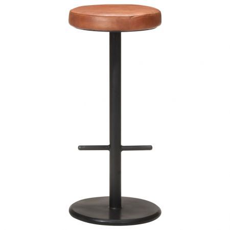 Bar Stools 2 pcs Brown Real Leather