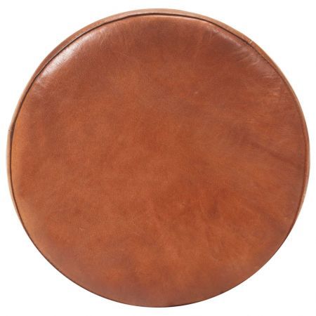 Bar Stools 2 pcs Brown Real Leather