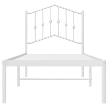 Metal Bed Frame with Headboard White 92x187 cm Single Size