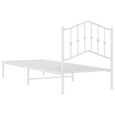 Metal Bed Frame with Headboard White 92x187 cm Single Size