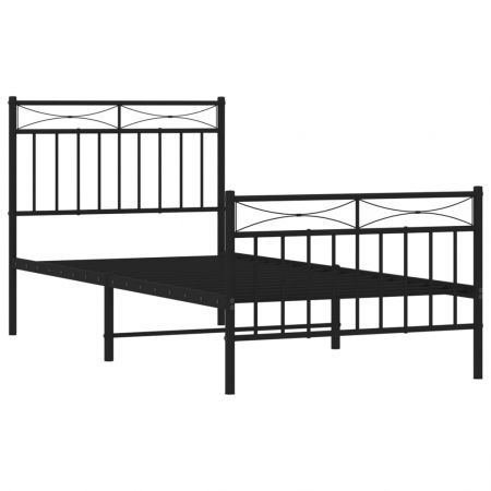 Metal Bed Frame with Headboard and Footboard Black 92x187 cm Single Size