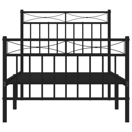 Metal Bed Frame with Headboard and Footboard Black 92x187 cm Single Size