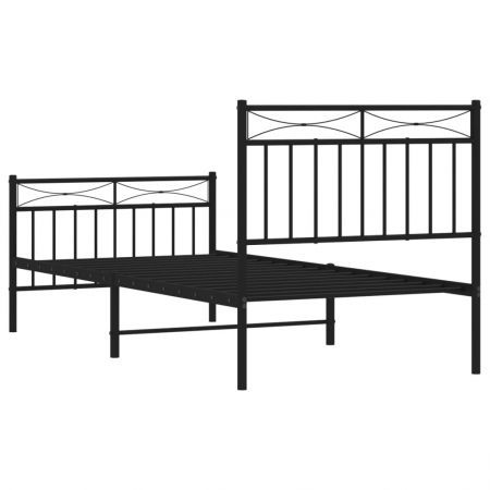 Metal Bed Frame with Headboard and Footboard Black 92x187 cm Single Size