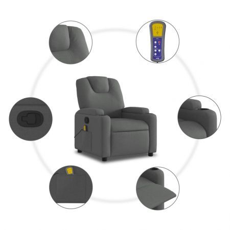 Massage Recliner Chair Dark Grey Fabric