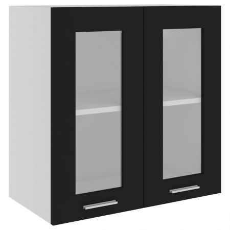 Hanging Glass Cabinet Black  60x31x60 cm Engineered Wood