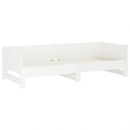 Pull-out Day Bed White Solid Wood Pine 2x(92x187) cm Single Size