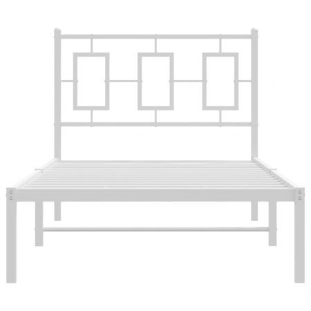 Metal Bed Frame with Headboard White 90x190 cm