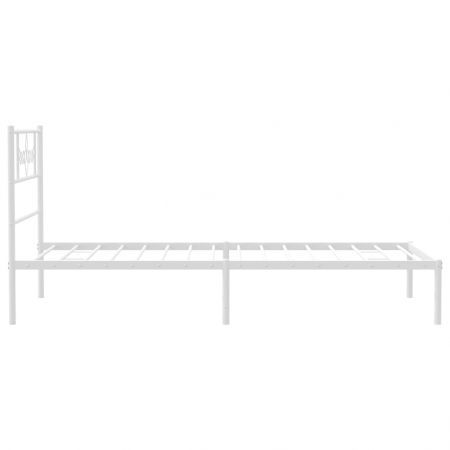 Metal Bed Frame with Headboard White 107x203 cm