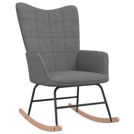 Rocking Chair with a Stool Dark Grey Fabric