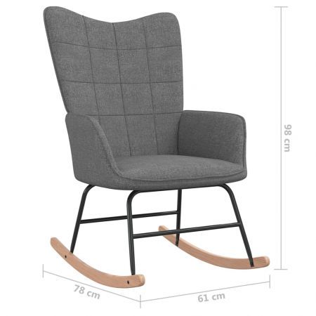 Rocking Chair with a Stool Dark Grey Fabric