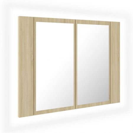 LED Bathroom Mirror Cabinet Sonoma Oak 60x12x45 cm Acrylic