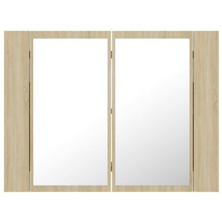 LED Bathroom Mirror Cabinet Sonoma Oak 60x12x45 cm Acrylic