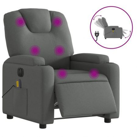 Electric Massage Recliner Chair Dark Grey Fabric