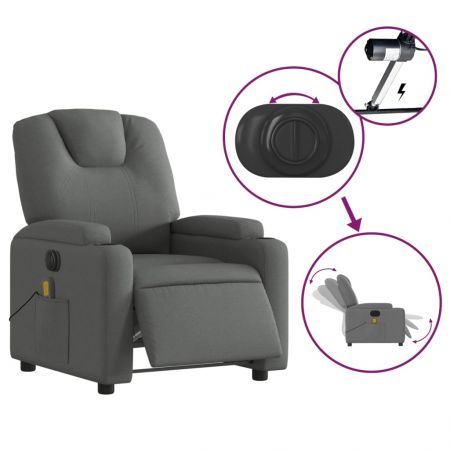 Electric Massage Recliner Chair Dark Grey Fabric