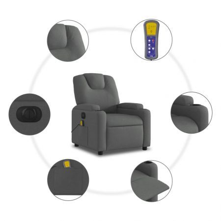 Electric Massage Recliner Chair Dark Grey Fabric