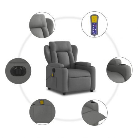 Electric Massage Recliner Chair Dark Grey Fabric