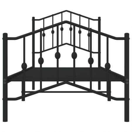 Metal Bed Frame with Headboard and Footboard Black 92x187 cm Single Size