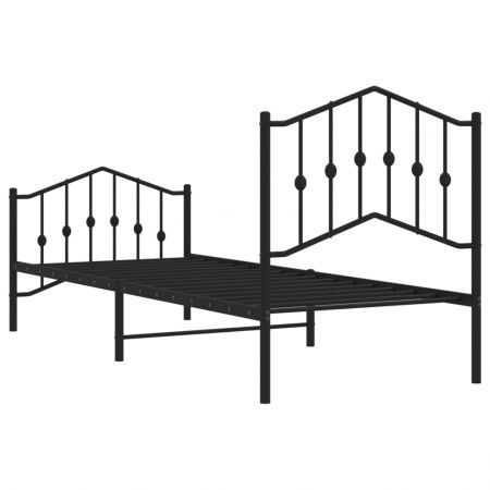 Metal Bed Frame with Headboard and Footboard Black 92x187 cm Single Size