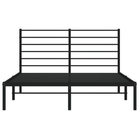 Metal Bed Frame with Headboard Black 153x203 cm Queen