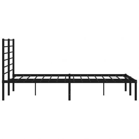 Metal Bed Frame with Headboard Black 153x203 cm Queen