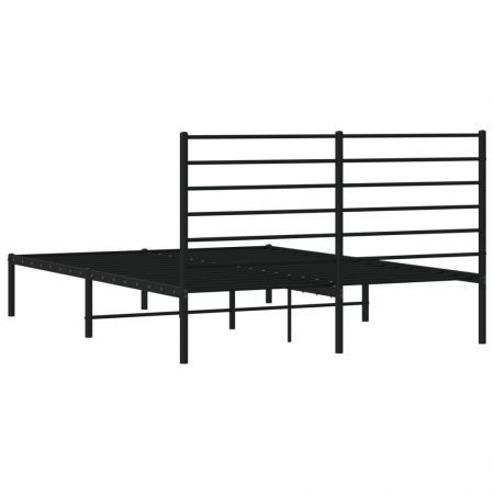 Metal Bed Frame with Headboard Black 153x203 cm Queen