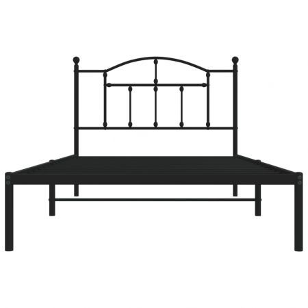 Metal Bed Frame with Headboard Black 107x203 cm King Single