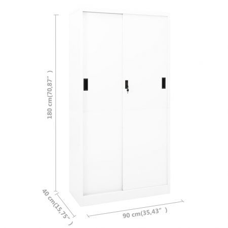 Office Cabinet with Sliding Door White 90x40x180 cm Steel