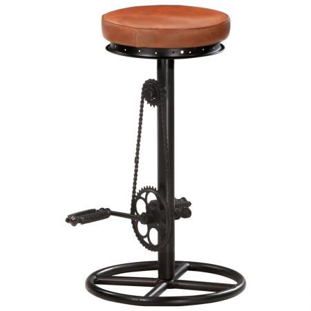 Bar Stools 2 pcs Black and Brown Real Goat Leather