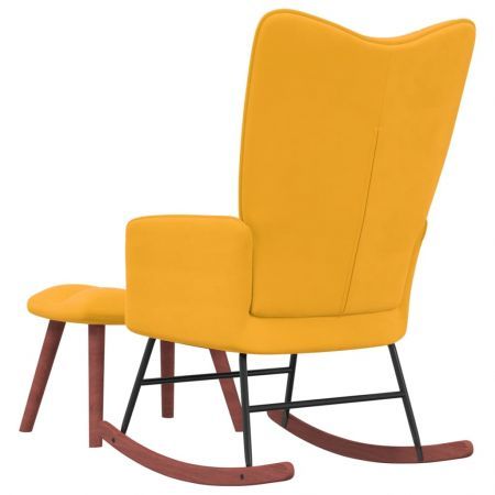 Rocking Chair with a Stool Mustard Yellow Velvet