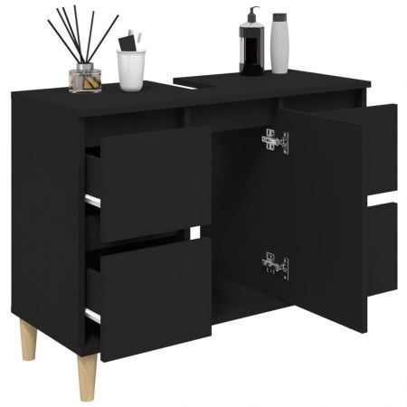 Sink Cabinet Black 80x33x60 cm Engineered Wood