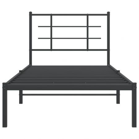 Metal Bed Frame with Headboard Black 90x190 cm