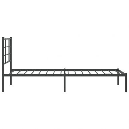 Metal Bed Frame with Headboard Black 90x190 cm