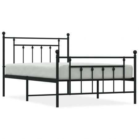 Metal Bed Frame with Headboard and Footboard Black 106x203 cm King Single Size