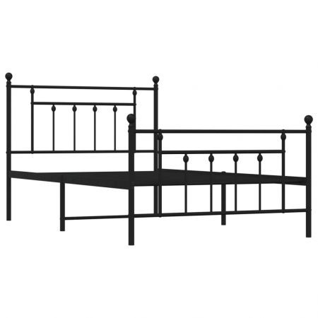 Metal Bed Frame with Headboard and Footboard Black 106x203 cm King Single Size