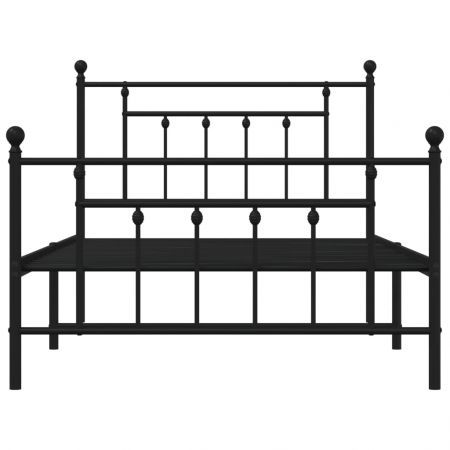 Metal Bed Frame with Headboard and Footboard Black 106x203 cm King Single Size